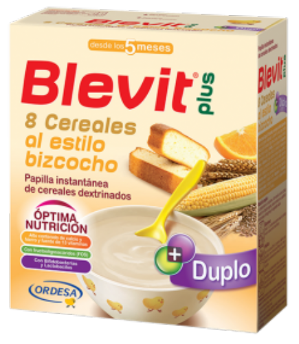 Blevit plus duplo 8 cereales bizcocho y naranja (600 g)