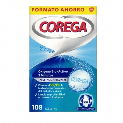 Corega oxigeno bio-activo - limpieza protesis dental (108 tabletas)