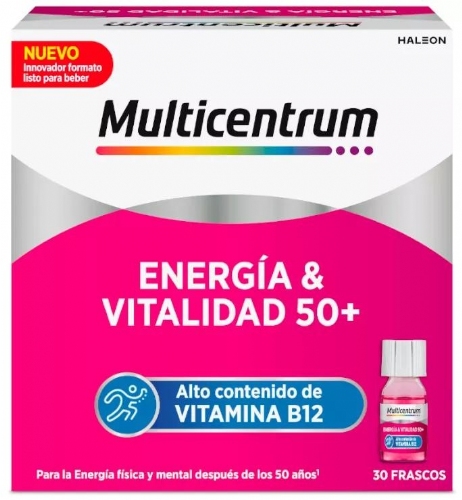 Multicentrum energia & vitalidad 50+ (30 frascos 7 ml sabor frambuesa)