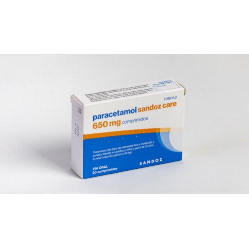 PARACETAMOL SANDOZ CARE 650 MG COMPRIMIDOS EFG 20 comprimidos