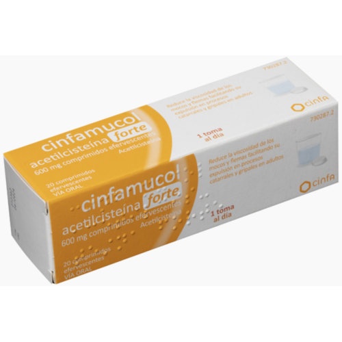 CINFAMUCOL ACETILCISTEÍNA FORTE 600 MG COMPRIMIDOS EFERVESCENTES,20 comprimidos