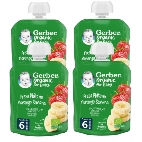 Gerber organic fresa platano  4 pouch 90 g