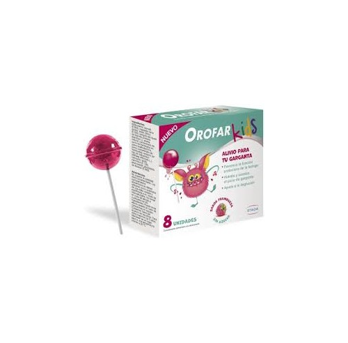 Orofar kids 8 piruletas sabor frambuesa