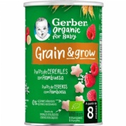 Gerber snack organic trigo arroz con frambuesa  1 bolsita 35 g