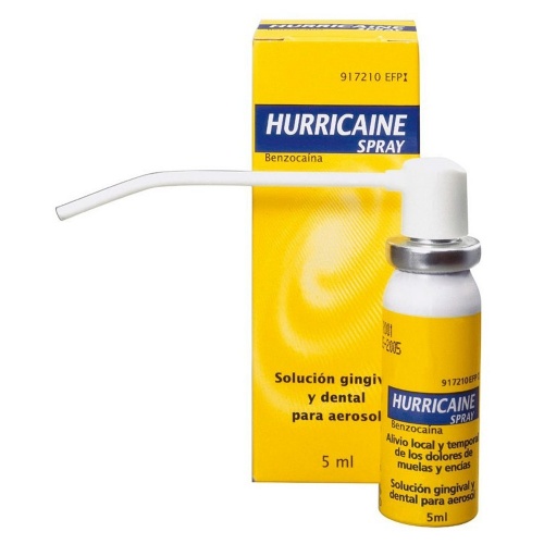 HURRICAINE SPRAY 200 mg/ml SOLUCION PARA PULVERIZACION BUCAL. , 1 frasco de 5 ml