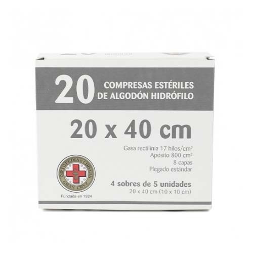 Gasa esteril algodon hidrofilo compresas (Sobre 5 u  20 u)