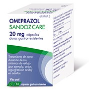 OMEPRAZOL SANDOZ CARE 20 MG CAPSULAS DURAS GASTRORRESISTENTES, 14 cápsulas